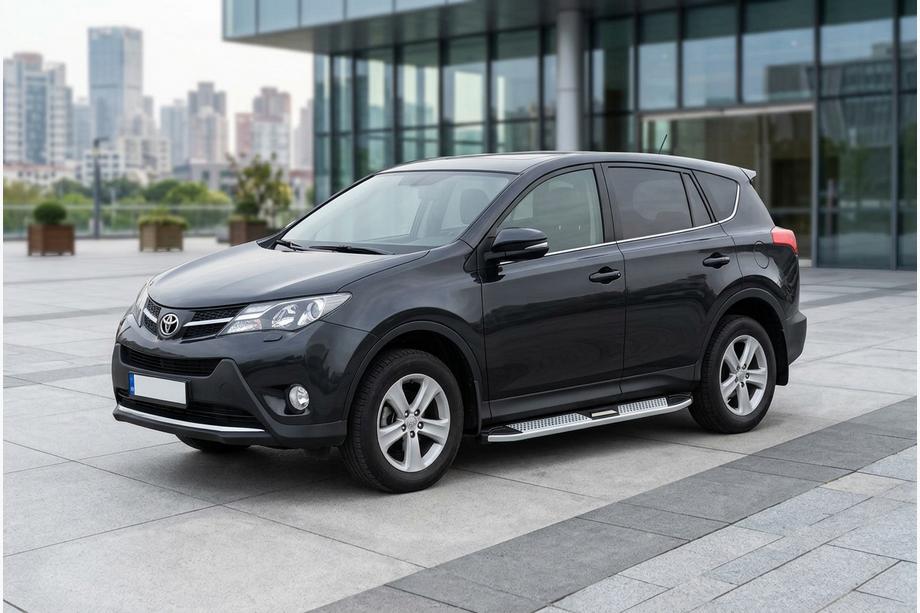 Toyota Rav 4 2013-2018 гг. Боковые Подножки Mevsim Grey (2 шт., Алюминий) Image