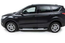 Ford Kuga/Escape 2013-2019 гг. Боковые Подножки Mevsim Grey (2 шт., Алюминий) С черной накладкой на дверях фото 1