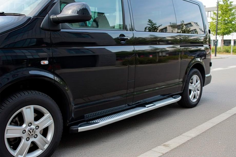 Volkswagen T5 2010-2015 гг. Боковые Подножки Mevsim Grey (2 шт., Алюминий) Image