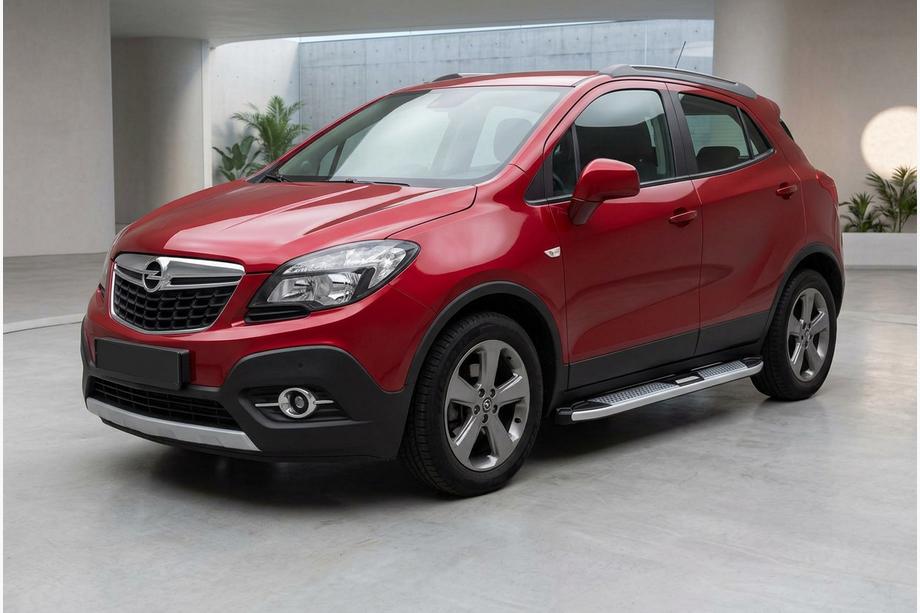 Opel Mokka 2012-2021 гг. Боковые Подножки Mevsim Grey (2 шт., Алюминий) Image