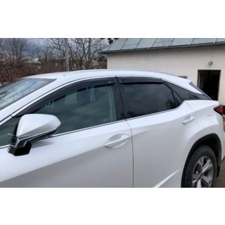 Ветровики с хромированным молдингом Short (4 шт, HIC) Lexus RX 2016-2022 гг. фото 4