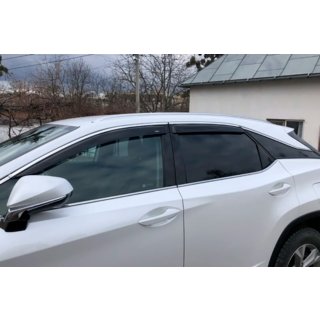 Ветровики с хромированным молдингом Short (4 шт, HIC) Lexus RX 2016-2022 гг. фото 2