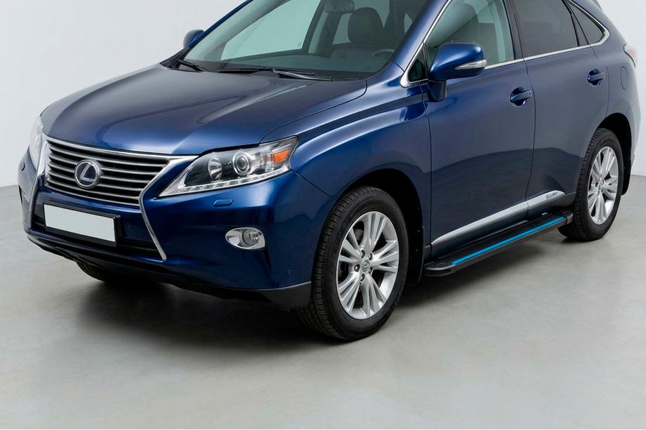Lexus RX 2009-2015 гг. Боковые Подножки Maya Blue (2 шт, Алюминий) Image