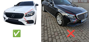 Mercedes E-class W213 2016-2023 гг. Передняя решетка Diamond Silver (для Avantgarde/AMG-Line/E43 AMG/E53 AMG 2016-2020) С местом под камеру фото 5