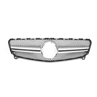 Передняя решетка радиатора AMG Silver (2015-2018) Mercedes A-сlass W176 2012-2018 гг. фото 2