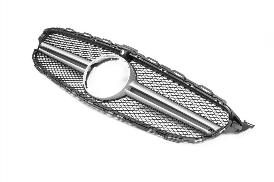 Mercedes C-class W205 2014-2021 гг. Передняя решетка AMG Silver (для Avantgarde/AMG-Line/C43 AMG) 2018+, с камерой Фото 6