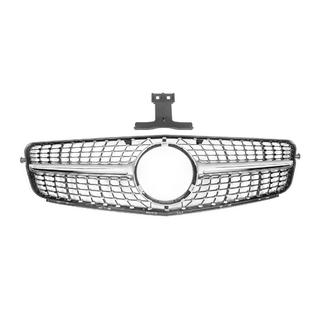 Передняя решетка Diamond Silver Mercedes C-class W204 2007-2015 гг. фото 2