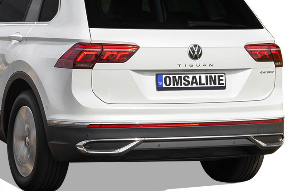 Volkswagen Tiguan 2016-2023 гг. Накладки имитация выхлопных насадок 2020+ (3 шт, нержавейка) Carmos - Турецкая Нержавеющая Сталь Image