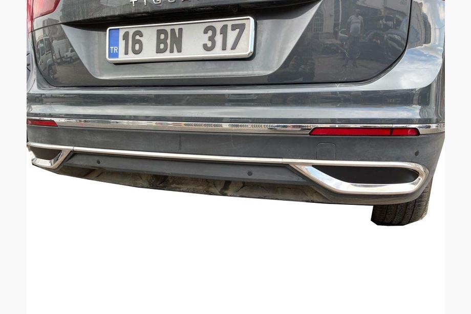 Volkswagen Tiguan 2016-2023 гг. Накладки имитация выхлопных насадок 2020+ (3 шт, нержавейка) Фото 3