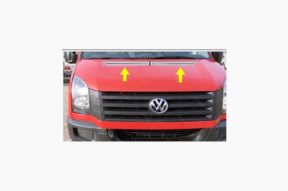 Volkswagen Crafter 2006-2016 гг. Накладка на капот (2 шт, нержавейка) Image