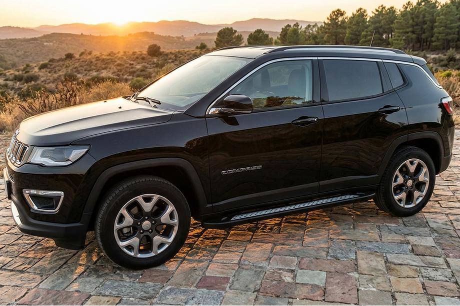 Jeep Compass 2016- гг. Боковые Подножки Vision New Black (2 шт., Алюминий) Image