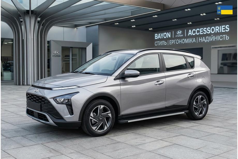 Hyundai Bayon 2021- гг. Боковые Подножки Maya V1 (2 шт., Алюминий) Image