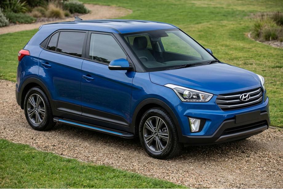 Hyundai Creta 2014-2020 гг. Боковые Подножки Maya Blue (2 шт., Алюминий) Image