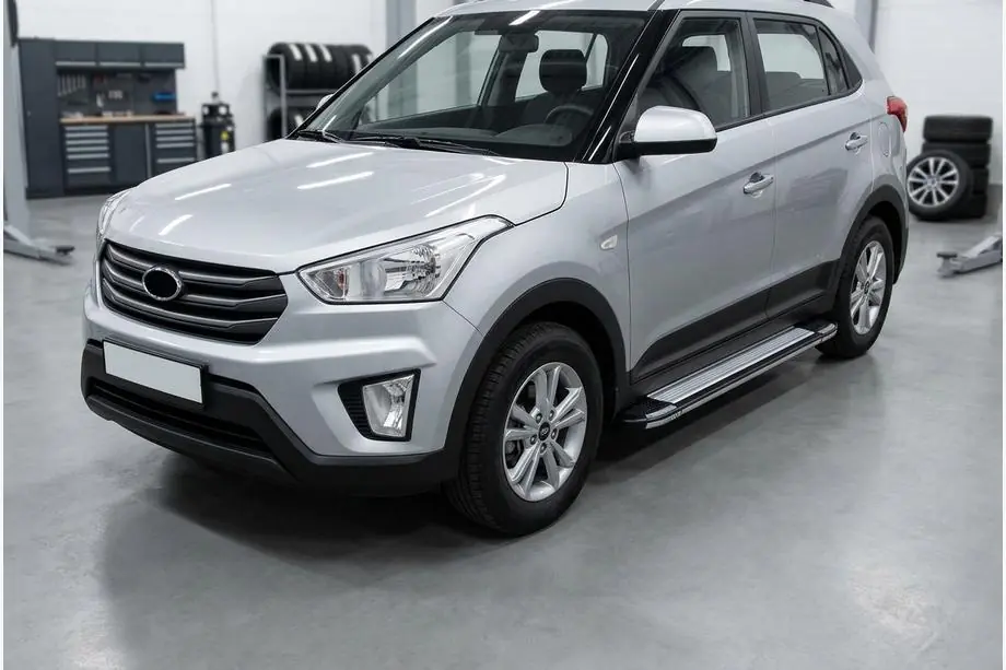 Hyundai Creta 2014-2020 гг. Боковые Подножки Rainbow (2 шт., Алюминий) Image
