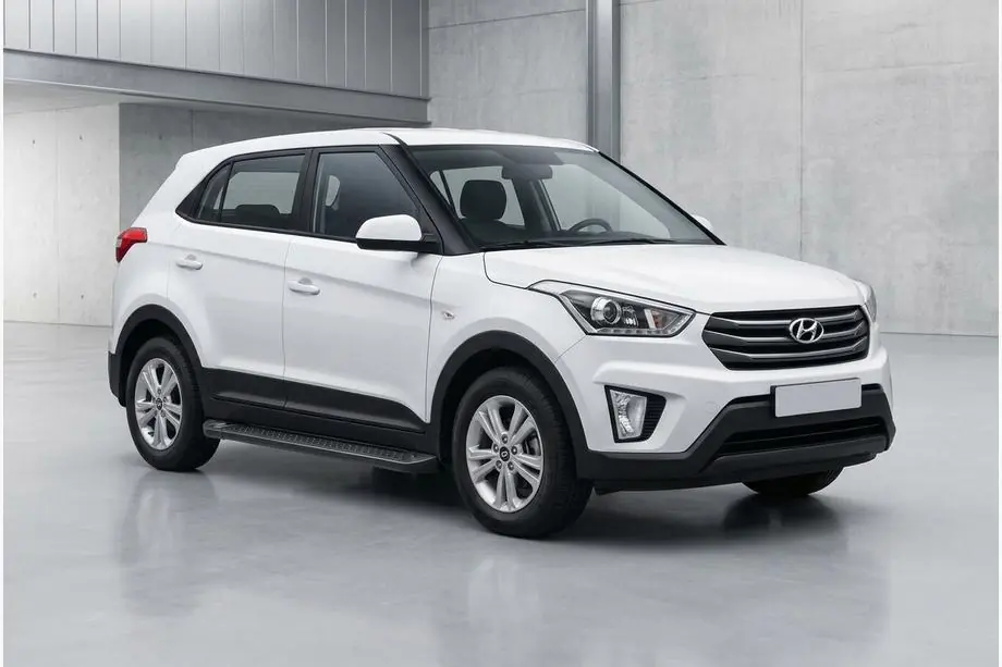 Hyundai Creta 2014-2020 гг. Боковые Подножки Allmond Black (2 шт., Алюминий) Image