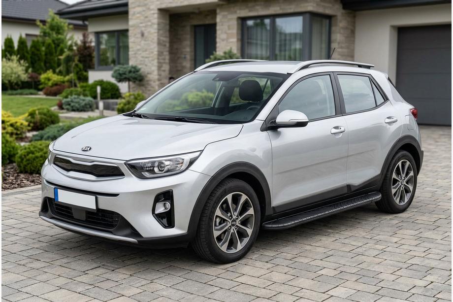Kia Stonic 2017- гг. Боковые пороги Bosphorus Black (2 шт., алюминий) Image