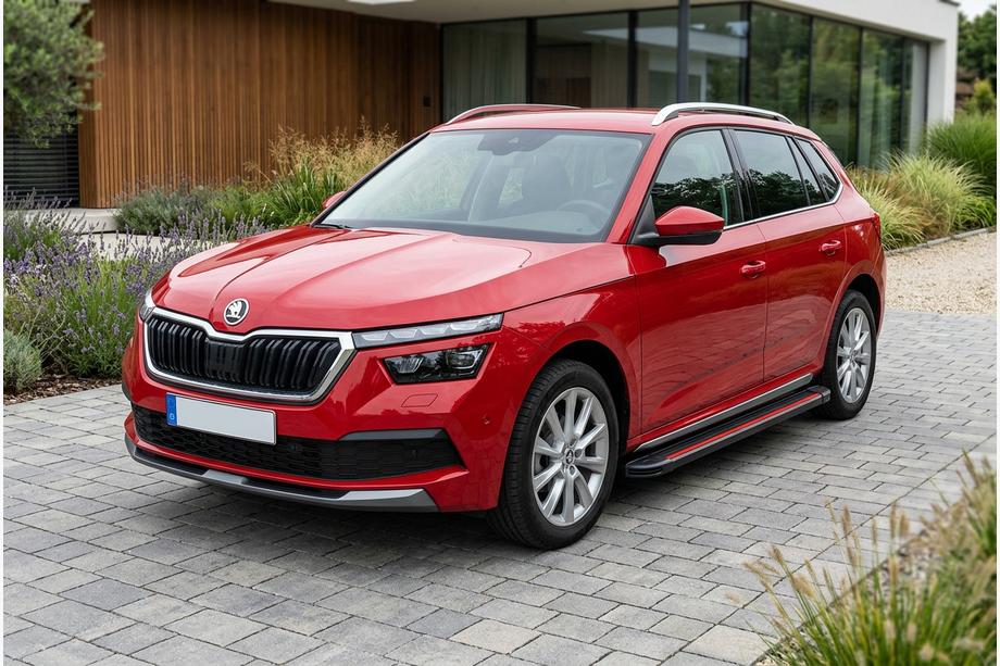Skoda Kamiq 2019- гг. Боковые Подножки Maya Red (2 шт., Алюминий) Image