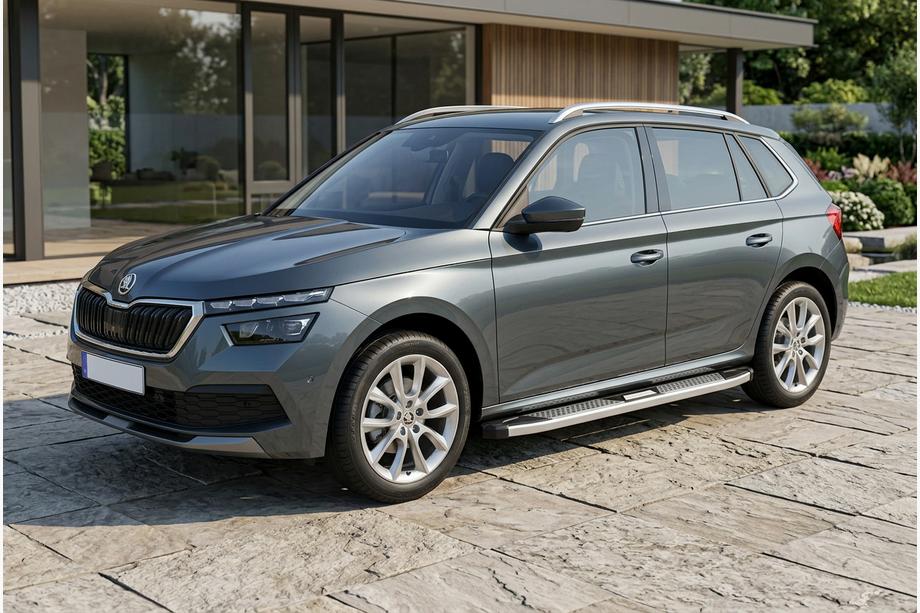 Skoda Kamiq 2019- гг. Боковые Подножки Mevsim Grey (2 шт., Алюминий) Image