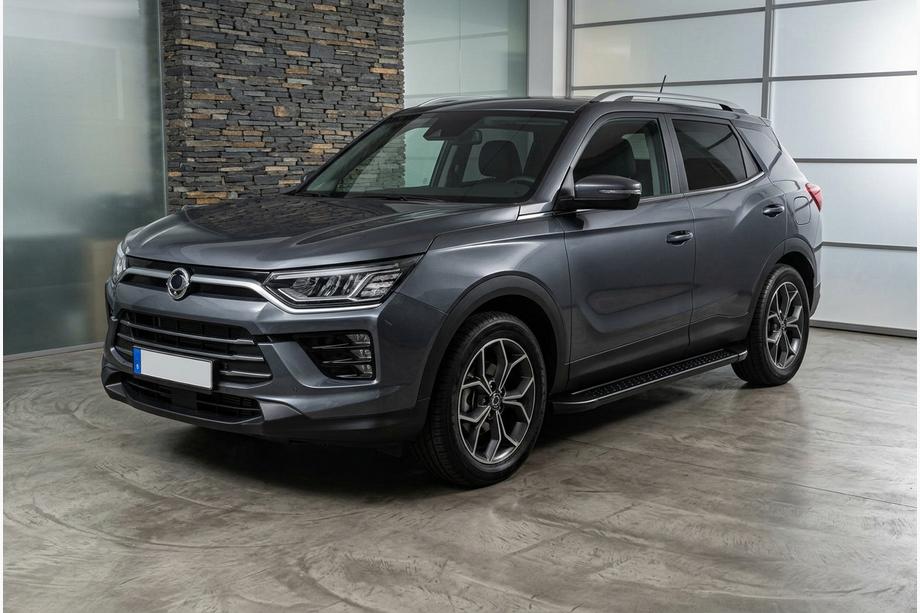 SsangYong Korando 2019- гг. Боковые Подножки Allmond Black (2 шт., Алюминий) Image