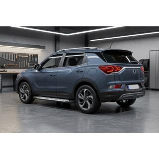 Боковые пороги Allmond Grey (2 шт., алюминий) SsangYong Korando 2019- гг. фото 1