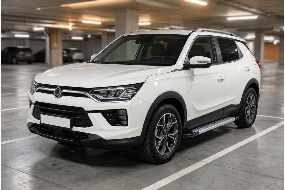 SsangYong Korando 2019- гг. Боковые Подножки Vision New Grey (2 шт., Алюминий) Image