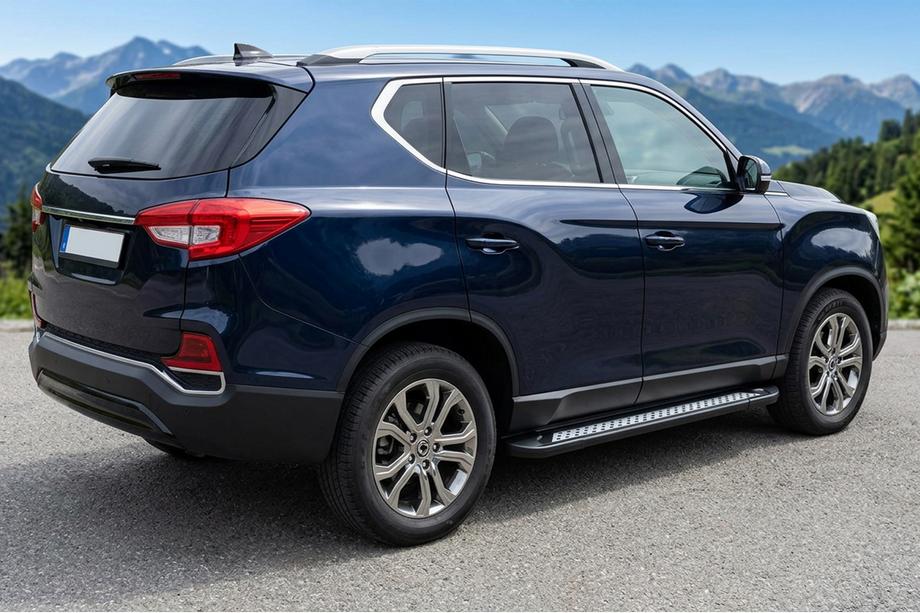 SsangYong Rexton II 2017- гг. Боковые Подножки Vision New Black (2 шт., Алюминий) Image