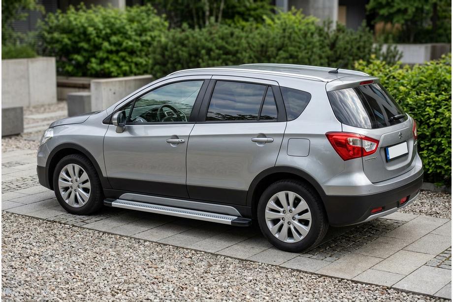 Suzuki SX4 S-Cross 2013-2016 гг. Боковые Подножки Maya V2 (2 шт., Алюминий) Image