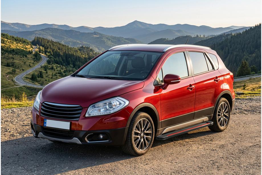 Suzuki SX4 S-Cross 2013-2016 гг. Боковые Подножки Maya Red (2 шт., Алюминий) Image