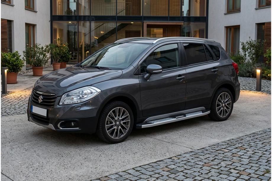Suzuki SX4 S-Cross 2013-2016 гг. Боковые Подножки Mevsim Grey (2 шт., Алюминий) Image