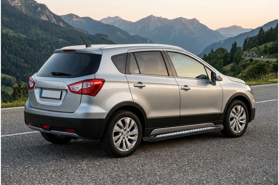 Suzuki SX4 S-Cross 2013-2016 гг. Боковые Подножки Vision New Black (2 шт., Алюминий) Image