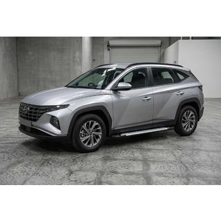 Боковые пороги Allmond Grey (2 шт., алюминий) Hyundai Tucson NX4 2021- гг. фото 1