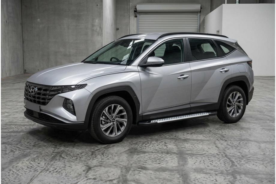Hyundai Tucson NX4 2021- гг. Боковые пороги Allmond Grey (2 шт., алюминий) Image