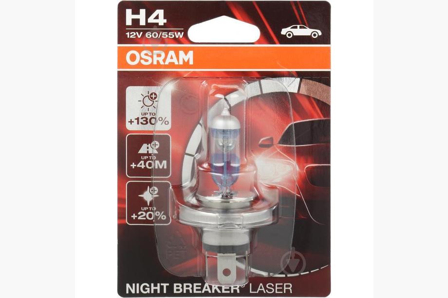 Лампа фары Osram H4 60/55W Night Breaker Laser +130% 64193NBL130 (1 шт) Фото 2