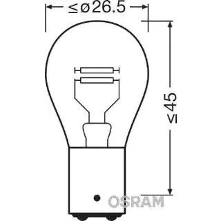 Лампа указателя Osram 7537 P21/5W 24V 21W BA15d фото 2