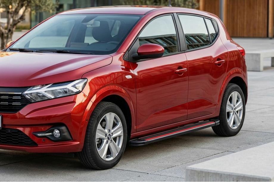Dacia Sandero 2021- гг. Боковые Подножки Maya Red (2 шт., Алюминий) Image