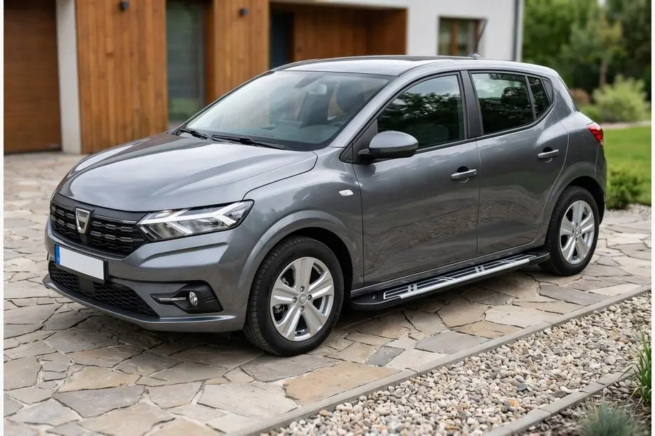 Dacia Sandero 2021- гг. Боковые Подножки Sunrise (2 шт., Алюминий) Image