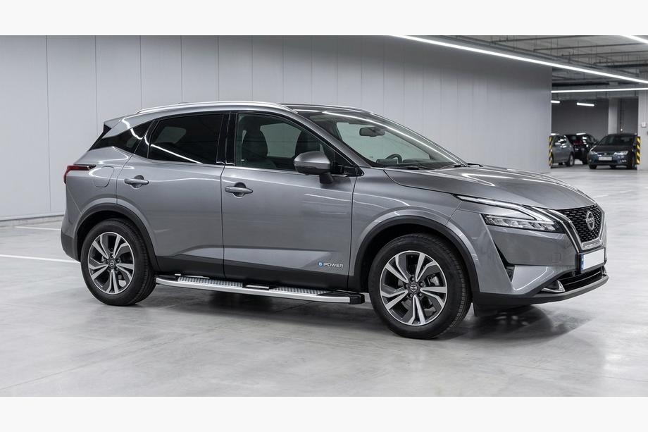 Nissan Qashqai 2021- гг. Боковые Подножки Mevsim Grey (2 шт., Алюминий) Image