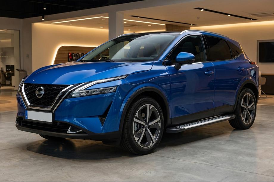 Nissan Qashqai 2021- гг. Боковые Подножки Line (2 шт., Алюминий) Image