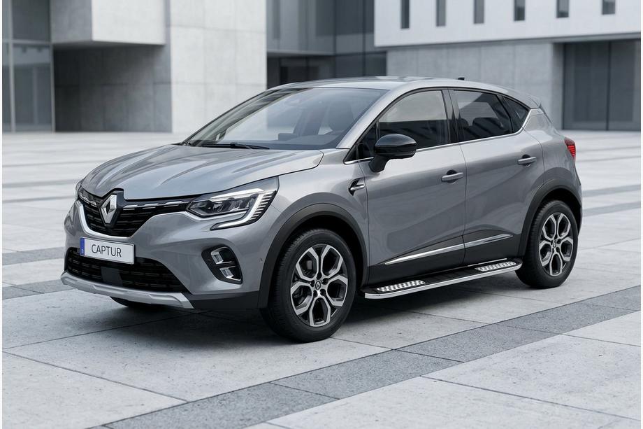 Renault Captur 2019- гг. Боковые Подножки Tayga V2 (2 шт., Алюминий) Image
