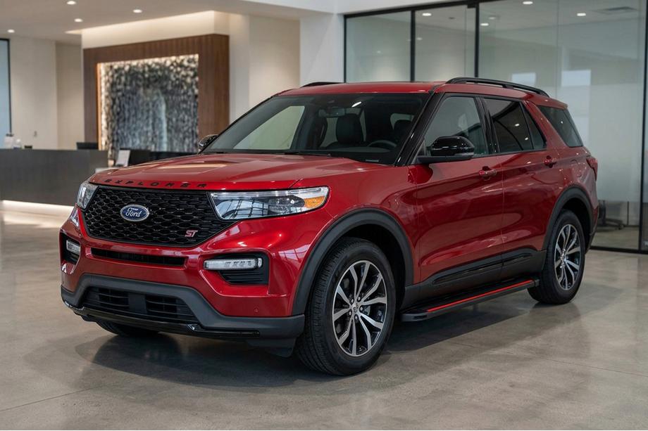 Ford Explorer 2019- гг. Боковые Подножки Maya Red (2 шт., Алюминий) Image