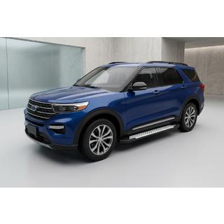 Боковые пороги Allmond Grey (2 шт., алюминий) Ford Explorer 2019- гг. фото 1