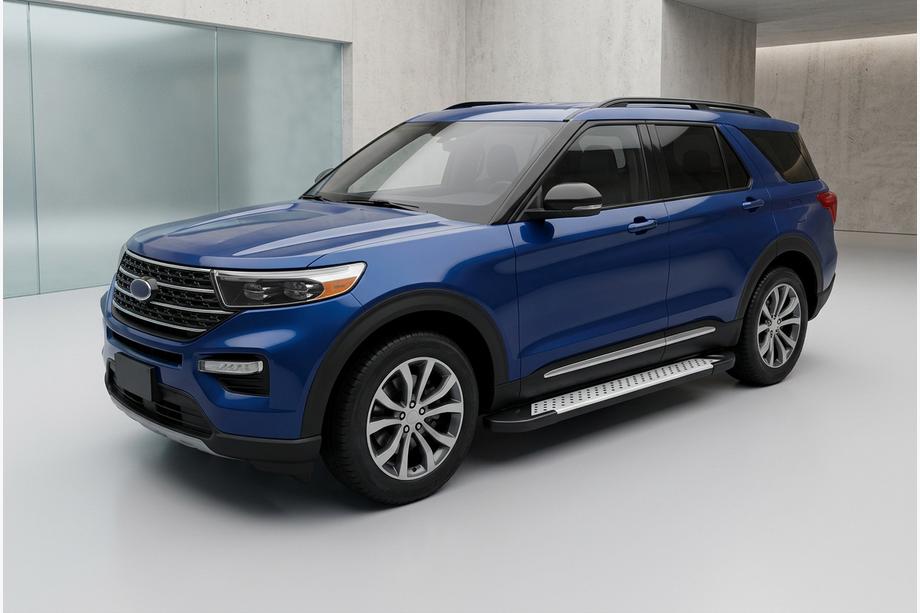 Ford Explorer 2019- гг. Боковые пороги Allmond Grey (2 шт., алюминий) Image