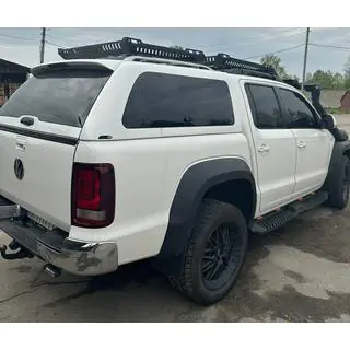 Боковые пороги Dakar V2 с LED (2 шт, металл) Volkswagen Amarok 2010-2022 гг. фото 4