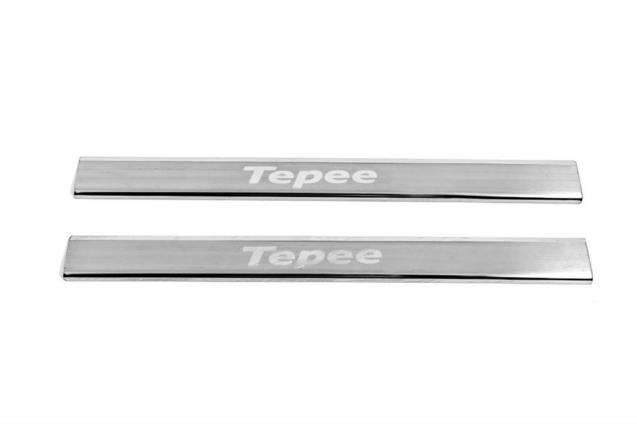 Peugeot Partner Tepee 2008-2018 гг. Накладки на пороги Carmos V3 нержавейка Image