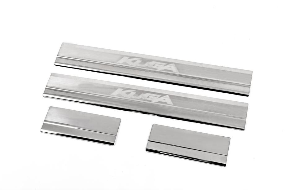 Ford Kuga 2008-2013 гг. Накладки на пороги Carmos V2 (4 шт, нержавейка) Image