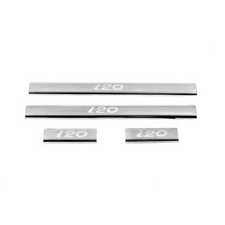 Накладки на пороги Carmos V2 (4 шт, нержавейка) Hyundai I-20 2008-2012 гг. фото 2