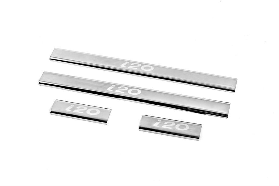 Hyundai I-20 2008-2012 гг. Накладки на пороги Carmos V2 (4 шт, нержавейка) Image