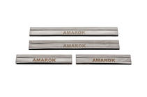 Volkswagen Amarok 2010-2022 гг. Накладки на пороги Carmos V3 (4 шт, нержавейка) фото 1