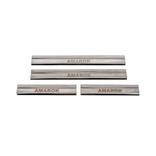 Накладки на пороги Carmos V3 (4 шт, нержавейка) Volkswagen Amarok 2010-2022 гг. фото 1