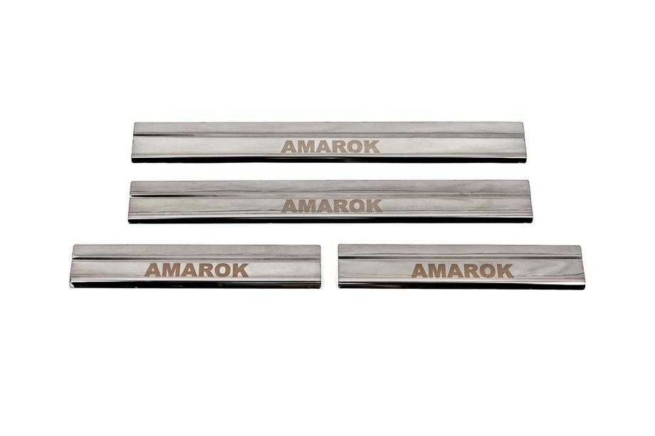 Volkswagen Amarok 2010-2022 гг. Накладки на пороги Carmos V3 (4 шт, нержавейка) Image